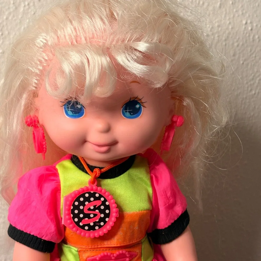 Shushybye Doll Kids 12in Pink Excellent Vintage Neon Outfit Crimped Hair